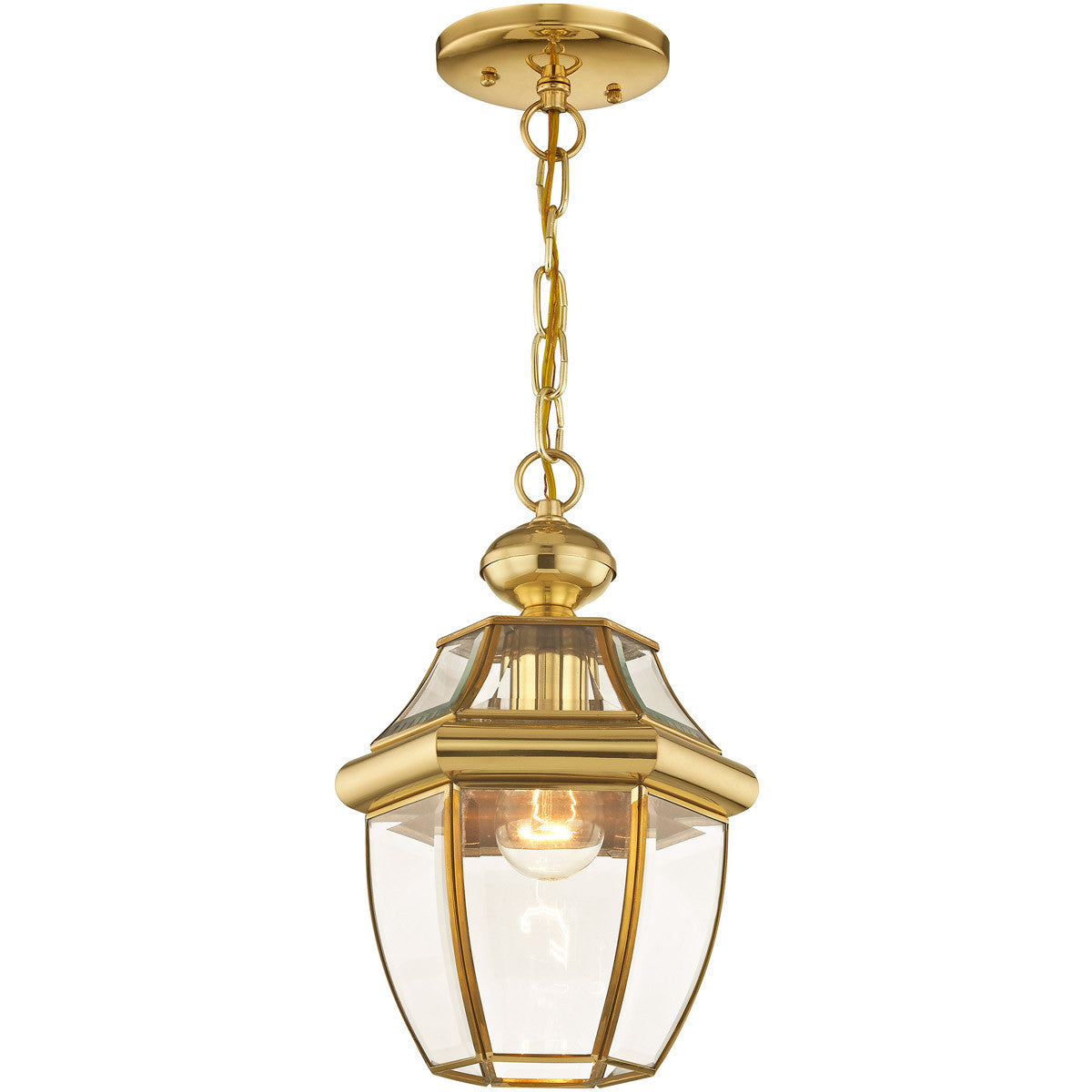 Livex Lighting Monterey Collection 1 Light PB Outdoor Chain Lantern  in Polished Brass 2152-02