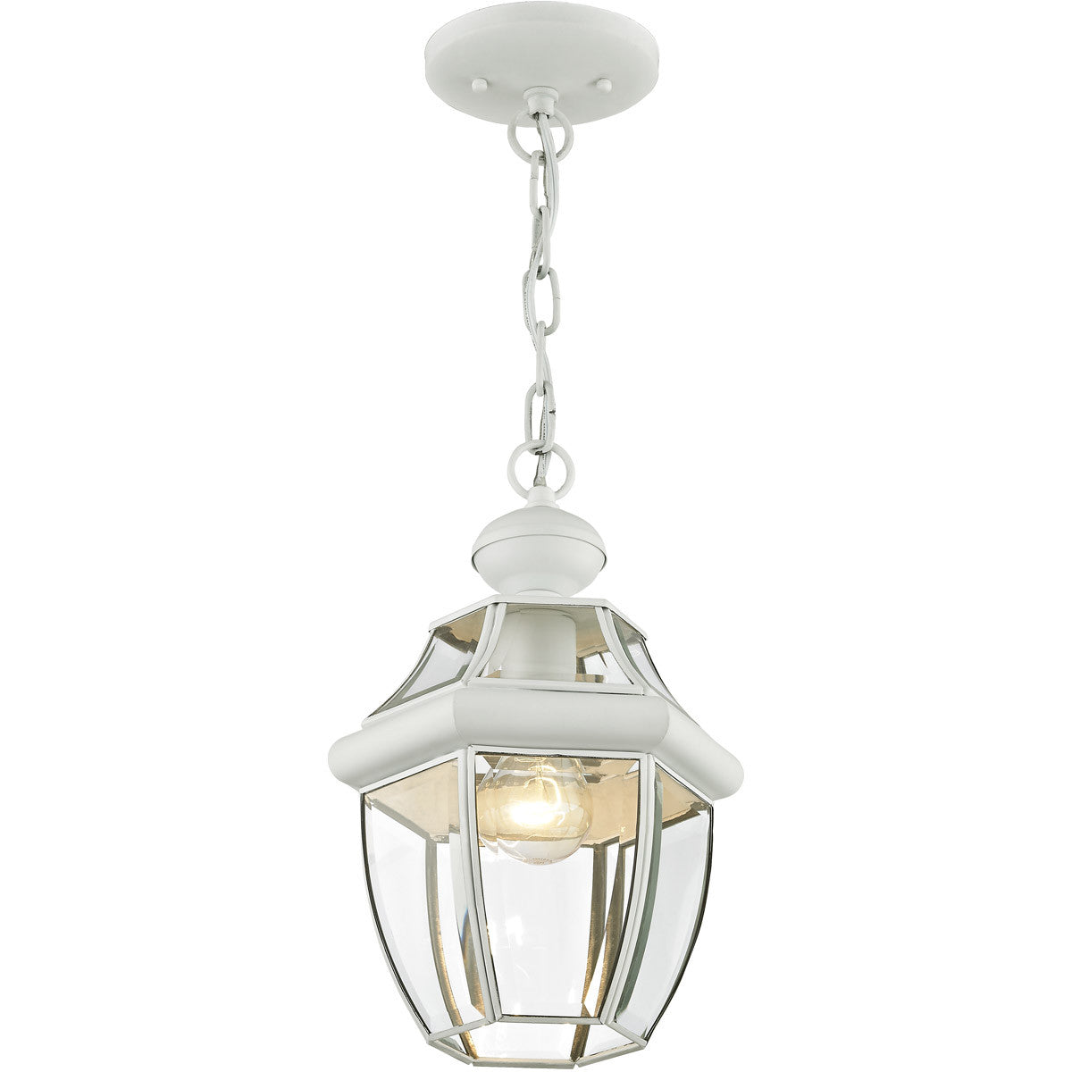 Livex Lighting Monterey Collection 1 Light White Outdoor Chain Lantern  in White 2152-03