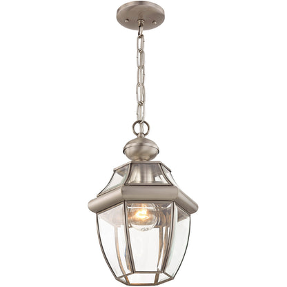 Livex Lighting Monterey Collection 1 Light BN Outdoor Chain Lantern  in Brushed Nickel 2152-91