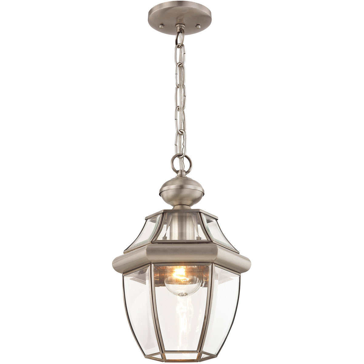 Livex Lighting Monterey Collection 1 Light BN Outdoor Chain Lantern  in Brushed Nickel 2152-91