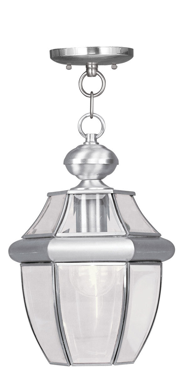 Livex Lighting Monterey Collection 1 Light BN Outdoor Chain Lantern  in Brushed Nickel 2152-91