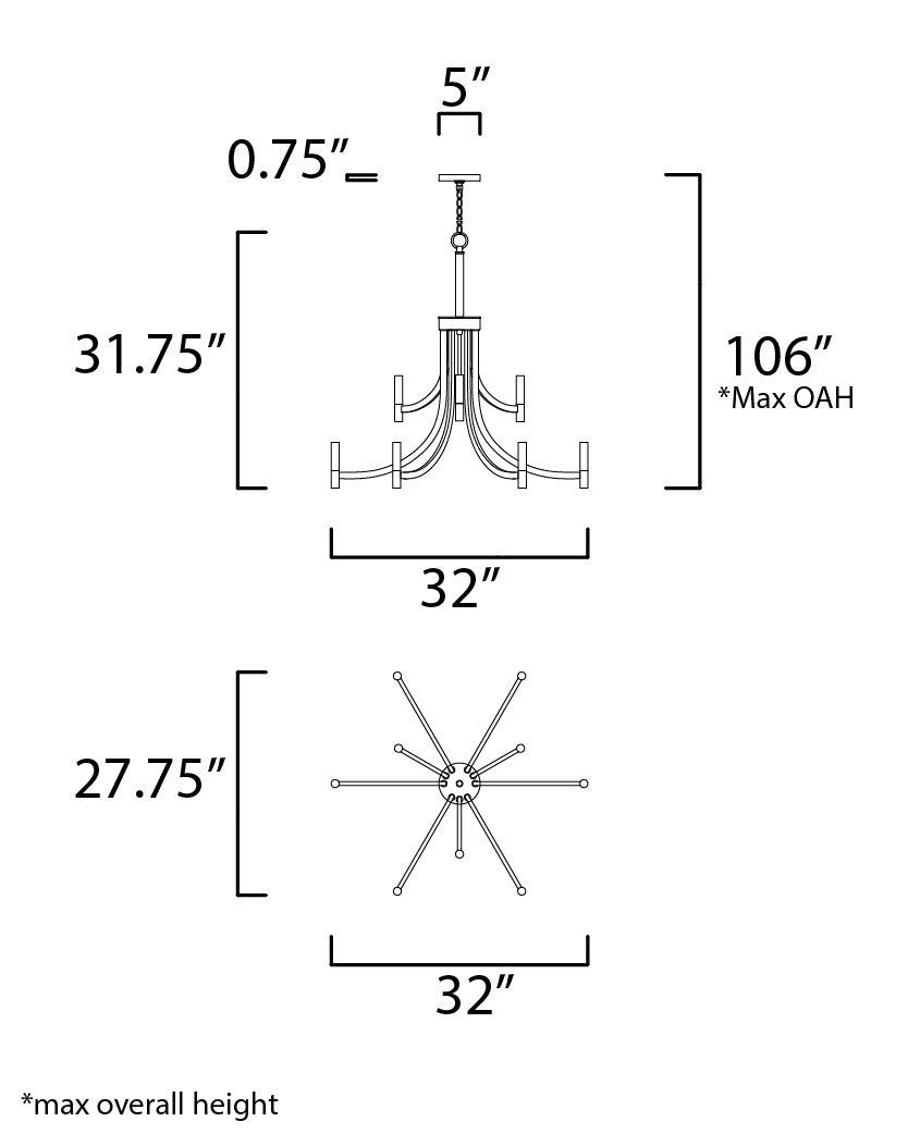 Maxim Lyndon 9-Light Chandelier in Satin Nickel 21529SN