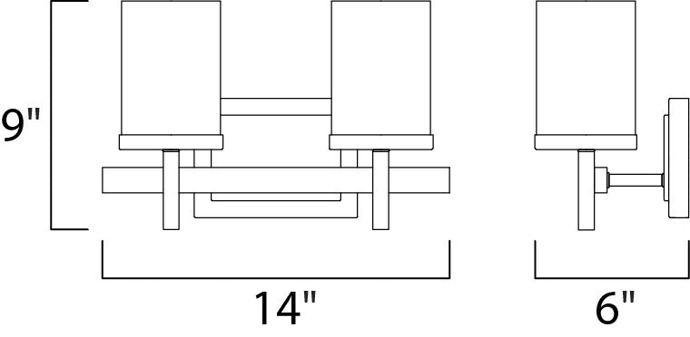 Maxim Tetra 2-Light Bath Vanity in Satin Nickel 2152LNSN