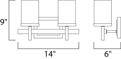 Maxim Tetra 2-Light Bath Vanity in Satin Nickel 2152LNSN