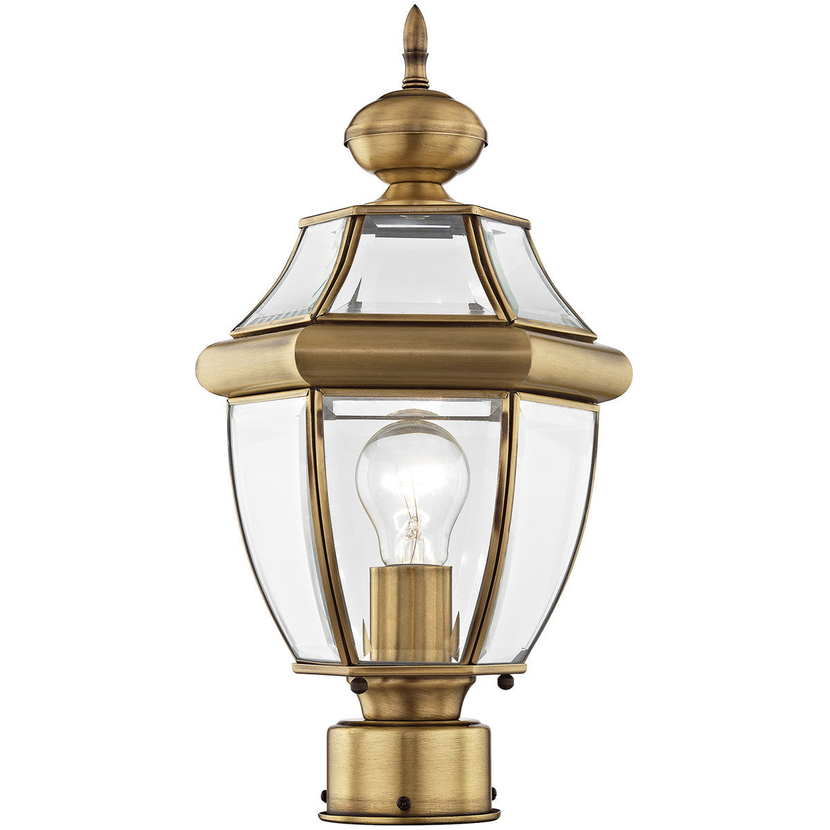 Livex Lighting Monterey Collection 1 Light AB Outdoor Post Lantern in Antique Brass 2153-01