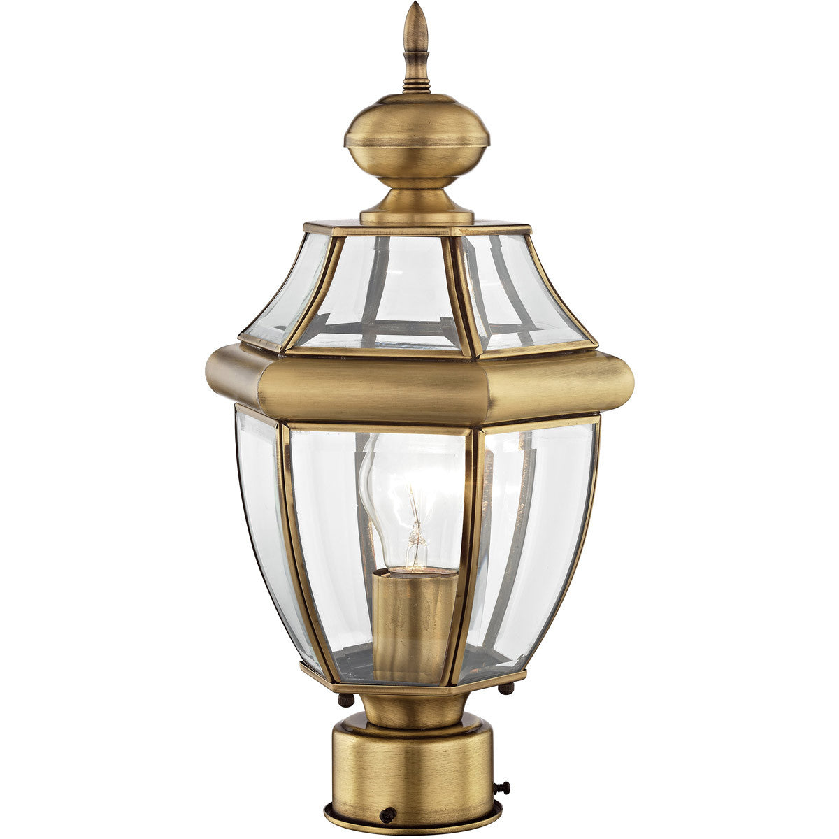 Livex Lighting Monterey Collection 1 Light AB Outdoor Post Lantern in Antique Brass 2153-01