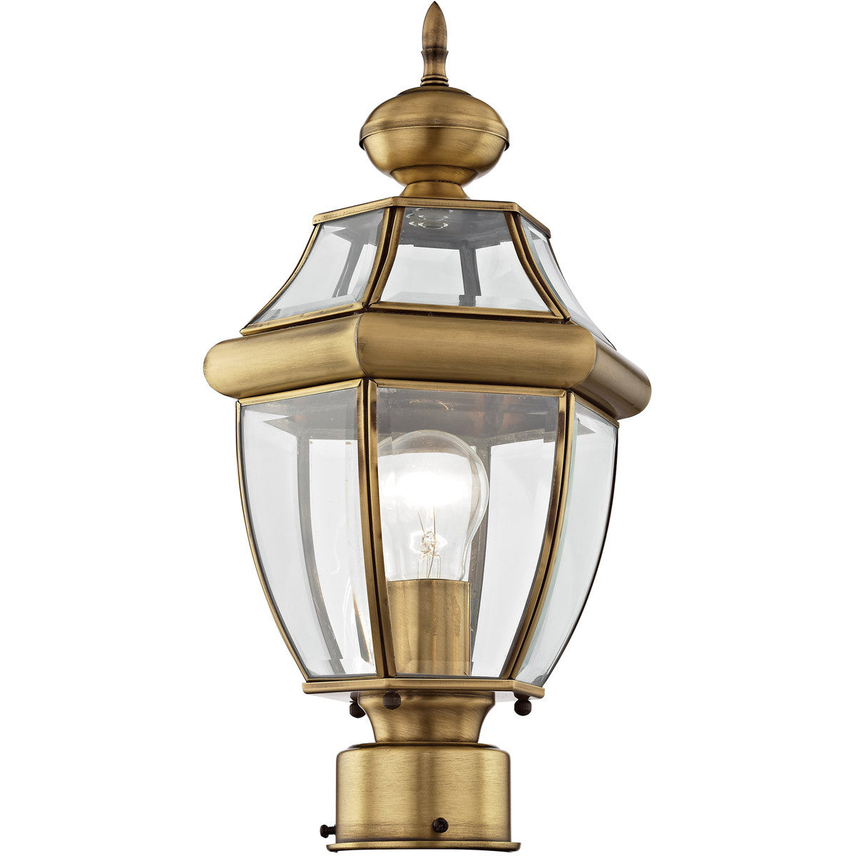 Livex Lighting Monterey Collection 1 Light AB Outdoor Post Lantern in Antique Brass 2153-01