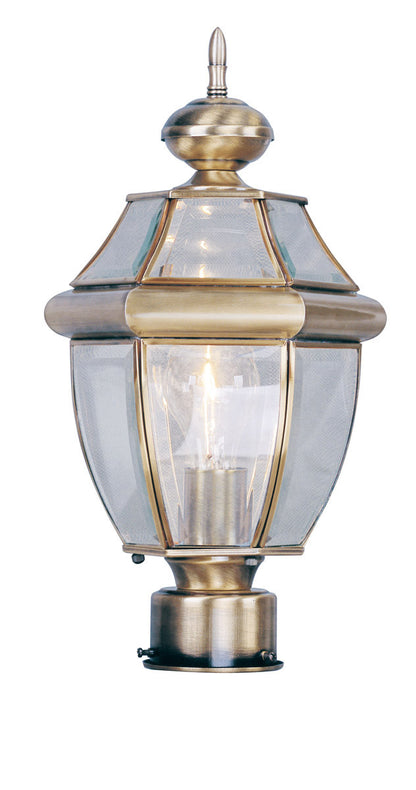 Livex Lighting Monterey Collection 1 Light AB Outdoor Post Lantern in Antique Brass 2153-01