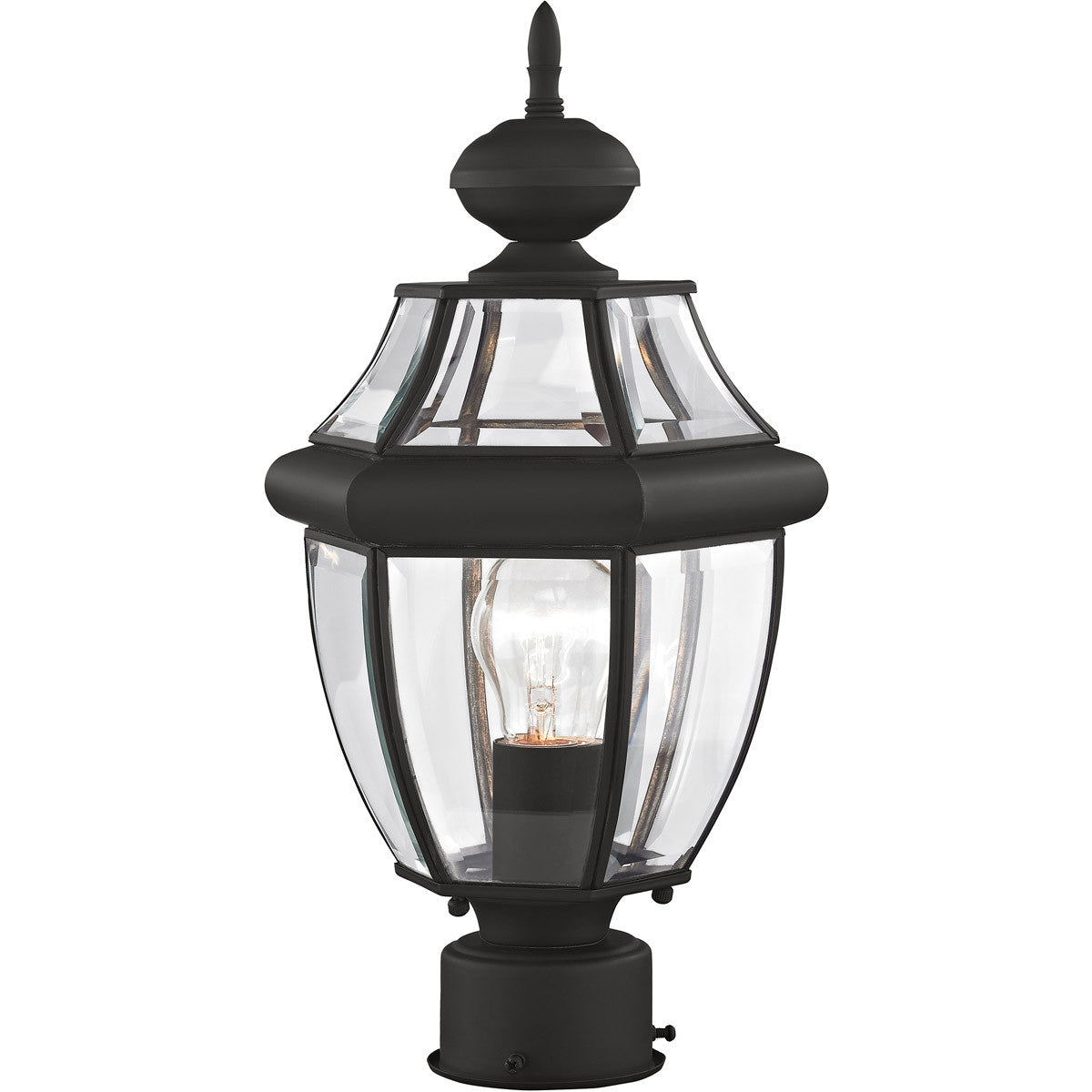 Livex Lighting Monterey Collection 1 Light Black Outdoor Post Lantern in Black 2153-04