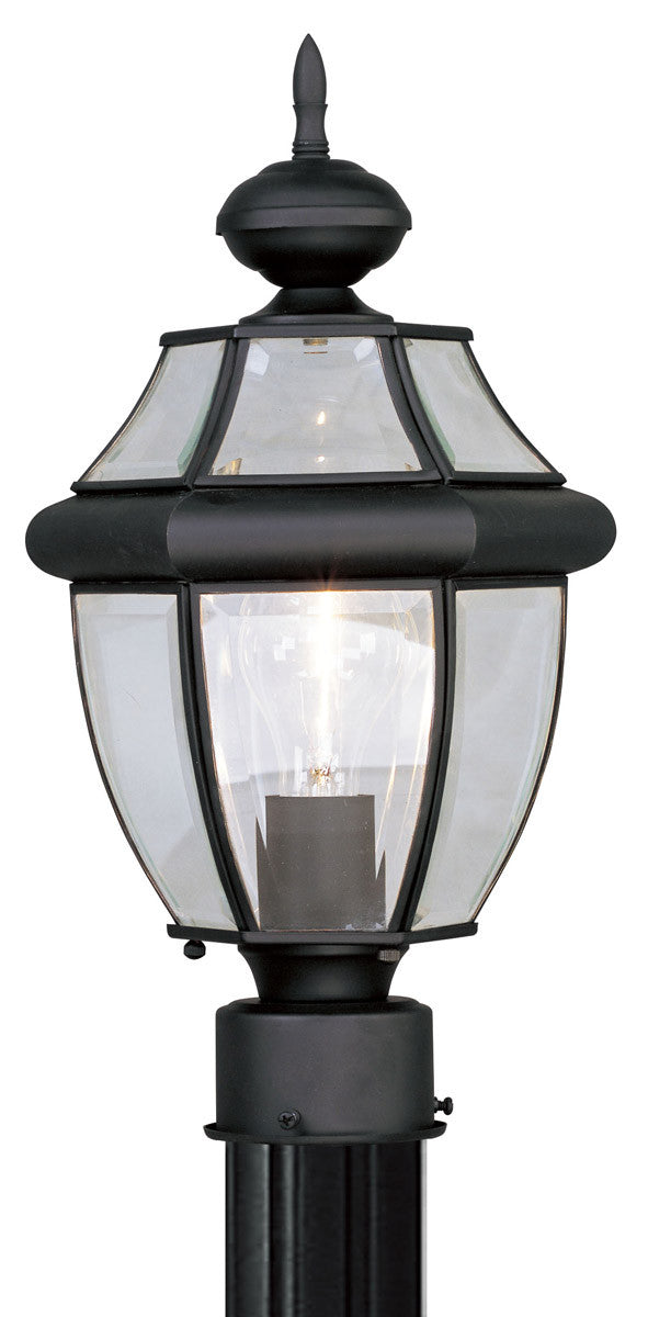 Livex Lighting Monterey Collection 1 Light Black Outdoor Post Lantern in Black 2153-04