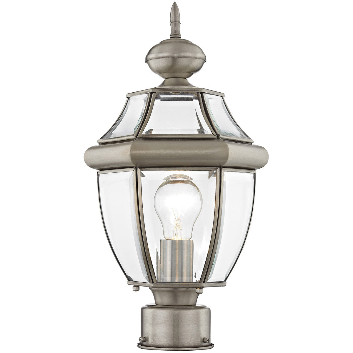 Livex Lighting Monterey Collection 1 Light BN Outdoor Post Lantern in Brushed Nickel 2153-91