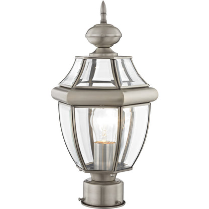 Livex Lighting Monterey Collection 1 Light BN Outdoor Post Lantern in Brushed Nickel 2153-91