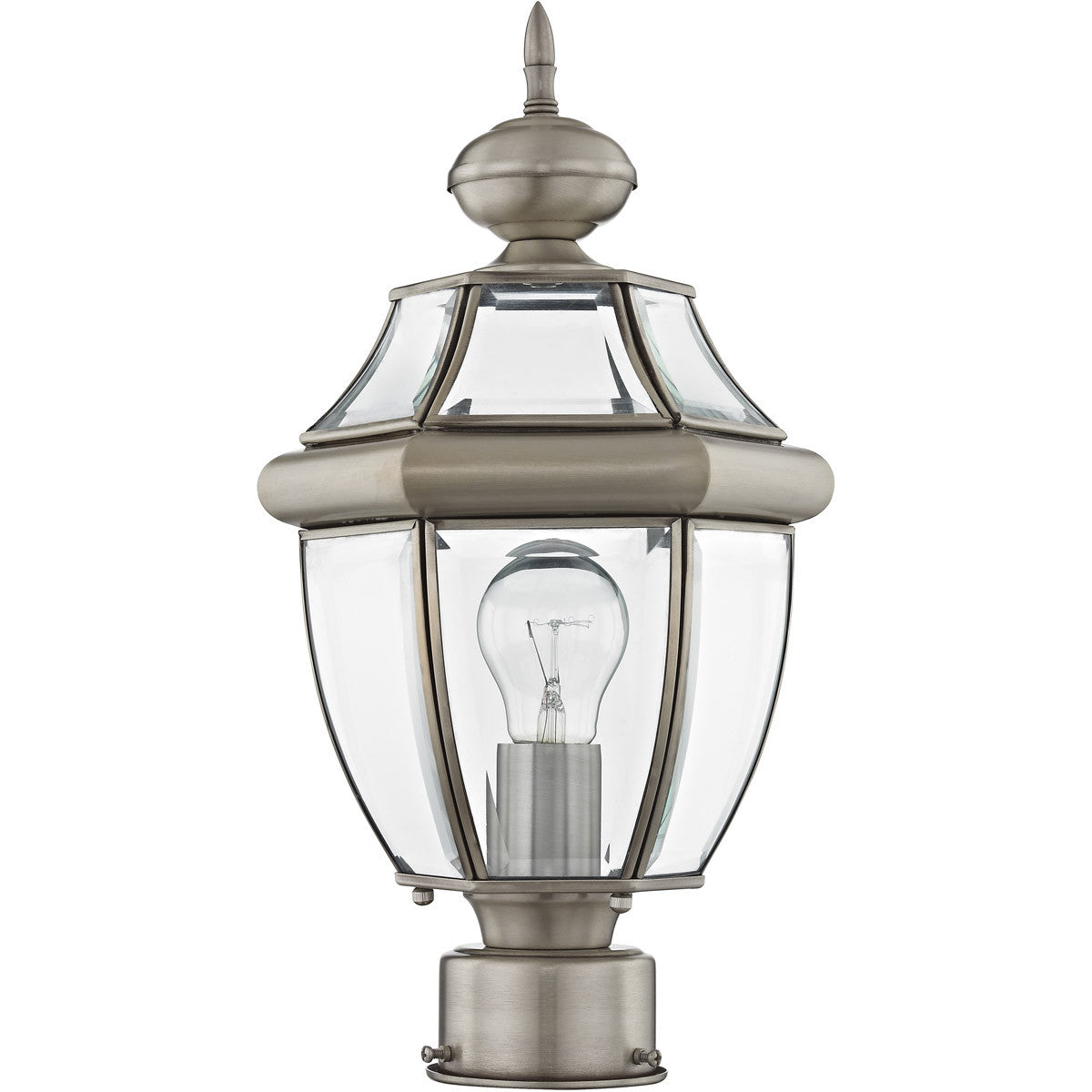 Livex Lighting Monterey Collection 1 Light BN Outdoor Post Lantern in Brushed Nickel 2153-91