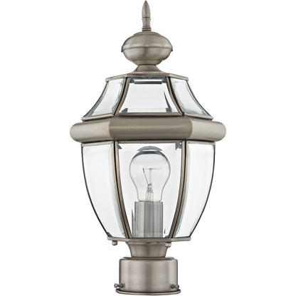 Livex Lighting Monterey Collection 1 Light BN Outdoor Post Lantern in Brushed Nickel 2153-91