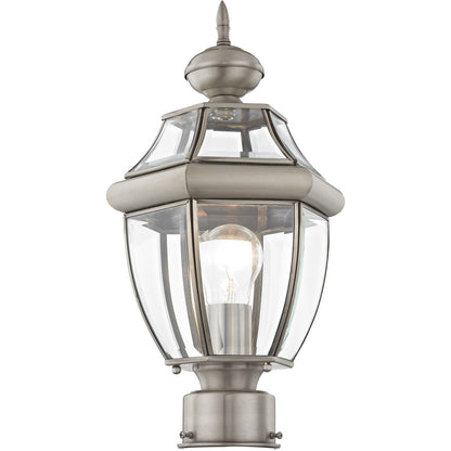 Livex Lighting Monterey Collection 1 Light BN Outdoor Post Lantern in Brushed Nickel 2153-91