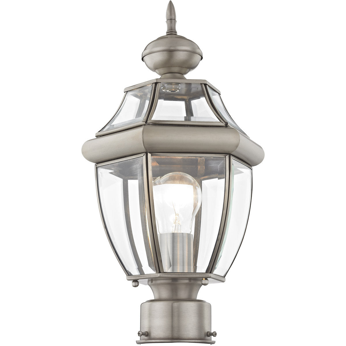 Livex Lighting Monterey Collection 1 Light BN Outdoor Post Lantern in Brushed Nickel 2153-91