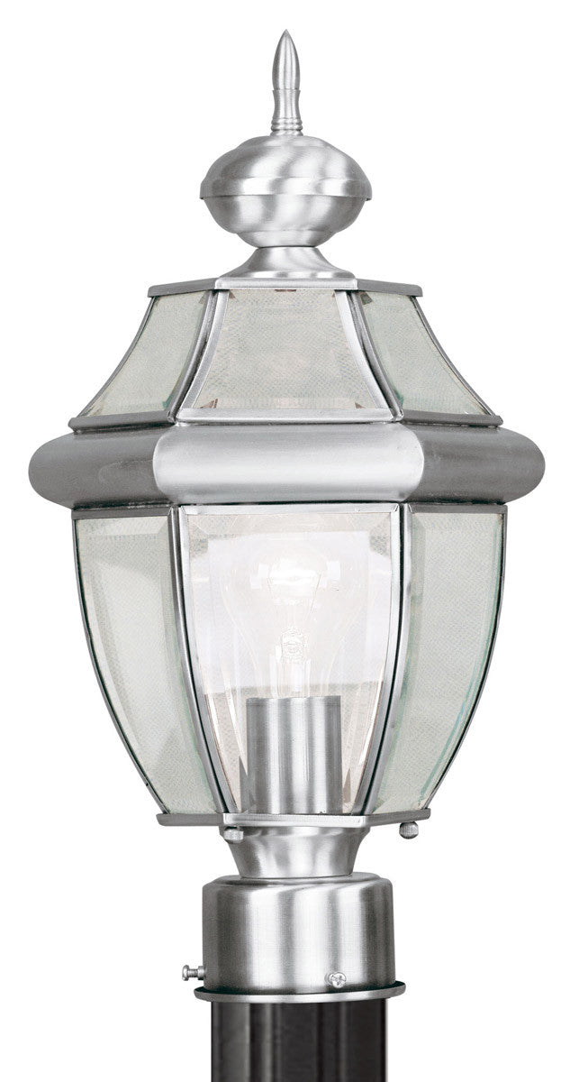 Livex Lighting Monterey Collection 1 Light BN Outdoor Post Lantern in Brushed Nickel 2153-91