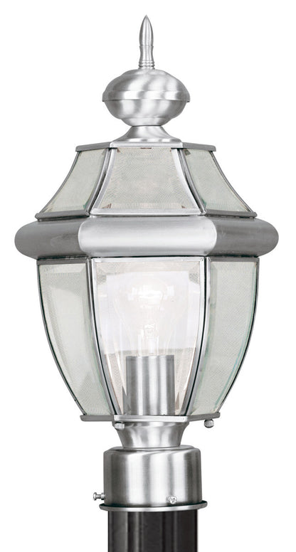 Livex Lighting Monterey Collection 1 Light BN Outdoor Post Lantern in Brushed Nickel 2153-91