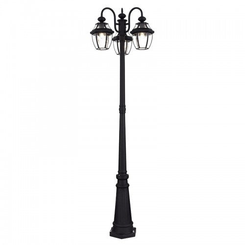 Livex Lighting Monterey Multi Head Black Outdoor Post Light with Clear Beveled Glass 21543-04