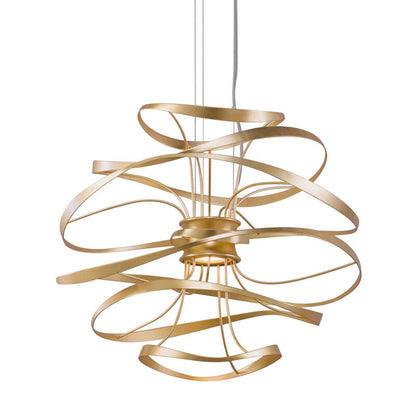 Corbett Lighting Calligraphy Chandelier in Gold Leaf W Polished Stainless 216-41-GL/SS