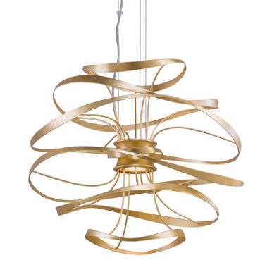 Corbett Lighting Calligraphy Chandelier in Gold Leaf W Polished Stainless 216-42-GL/SS