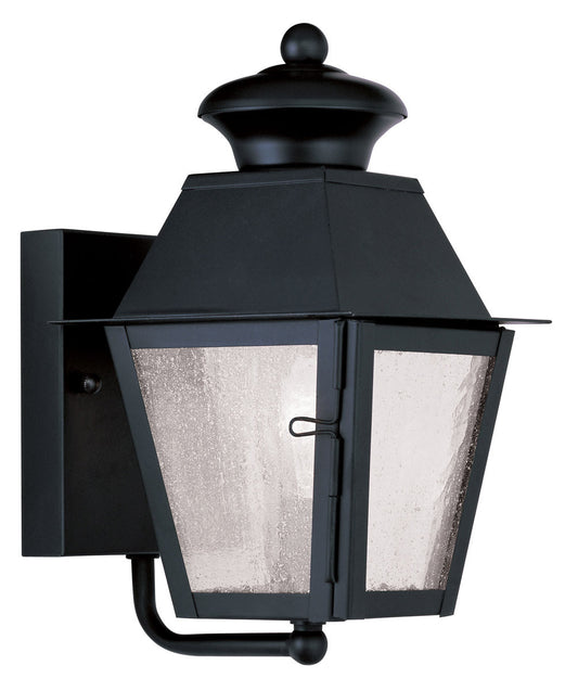 Livex Lighting Mansfield Collection 1 Light Black Outdoor Wall Lantern in Black 2160-04