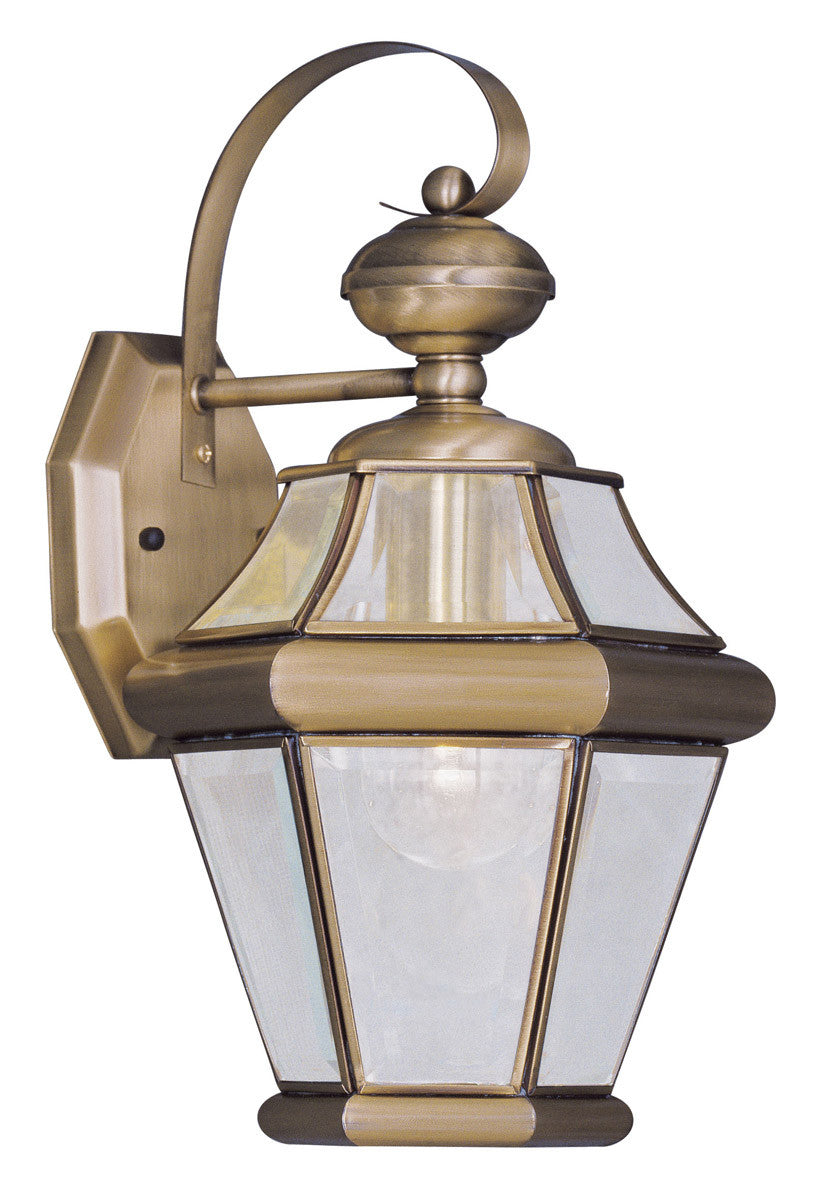 Livex Lighting Georgetown Collection 1 Light AB Outdoor Wall Lantern in Antique Brass 2161-01