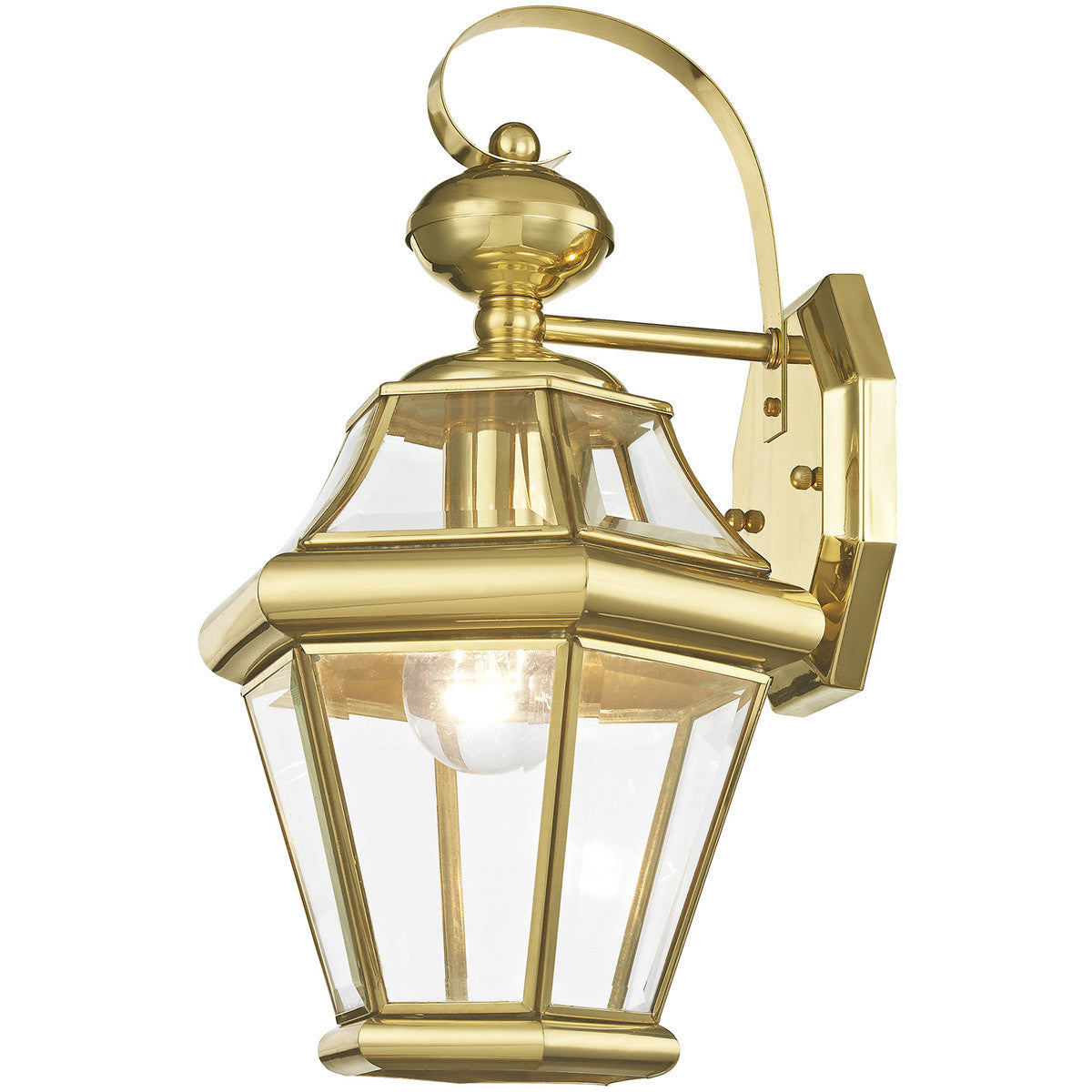 Livex Lighting Georgetown Collection 1 Light PB Outdoor Wall Lantern in Polished Brass 2161-02