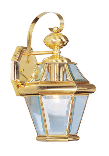 Livex Lighting Georgetown Collection 1 Light PB Outdoor Wall Lantern in Polished Brass 2161-02