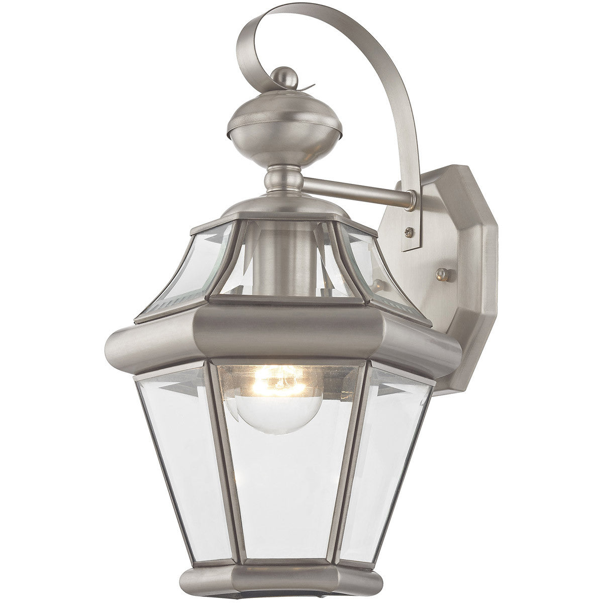 Livex Lighting Georgetown Collection 1 Light BN Outdoor Wall Lantern in Brushed Nickel 2161-91