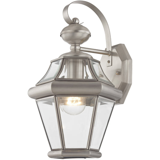 Livex Lighting Georgetown Collection 1 Light BN Outdoor Wall Lantern in Brushed Nickel 2161-91