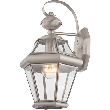 Livex Lighting Georgetown Collection 1 Light BN Outdoor Wall Lantern in Brushed Nickel 2161-91