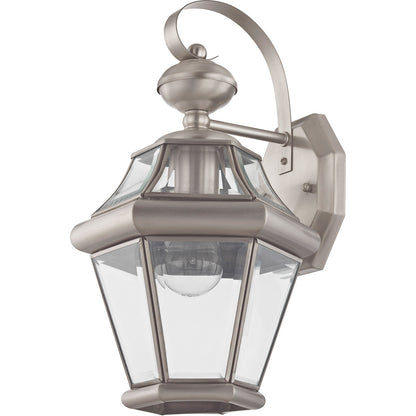 Livex Lighting Georgetown Collection 1 Light BN Outdoor Wall Lantern in Brushed Nickel 2161-91