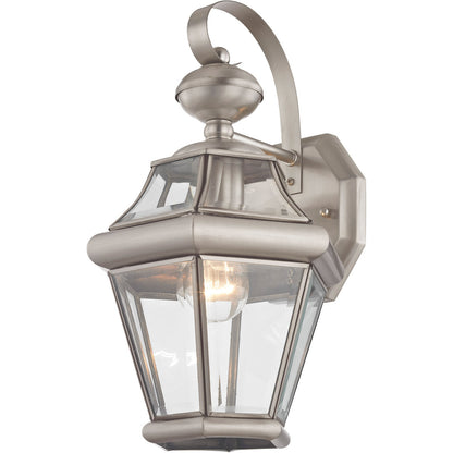 Livex Lighting Georgetown Collection 1 Light BN Outdoor Wall Lantern in Brushed Nickel 2161-91