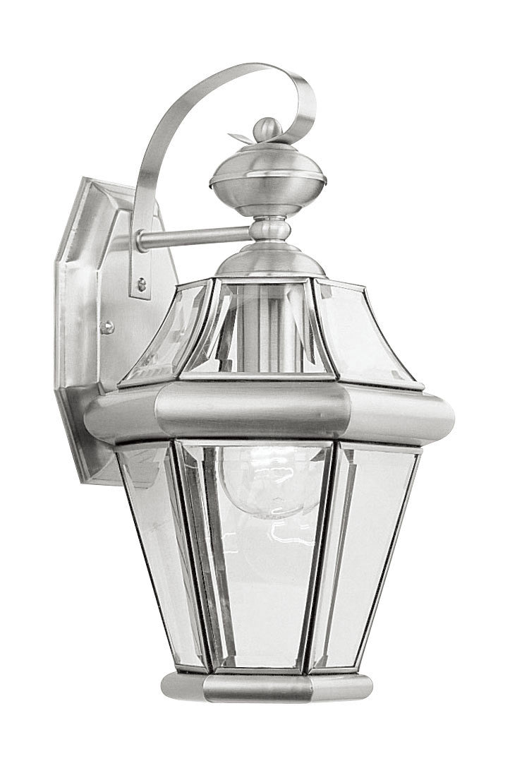 Livex Lighting Georgetown Collection 1 Light BN Outdoor Wall Lantern in Brushed Nickel 2161-91