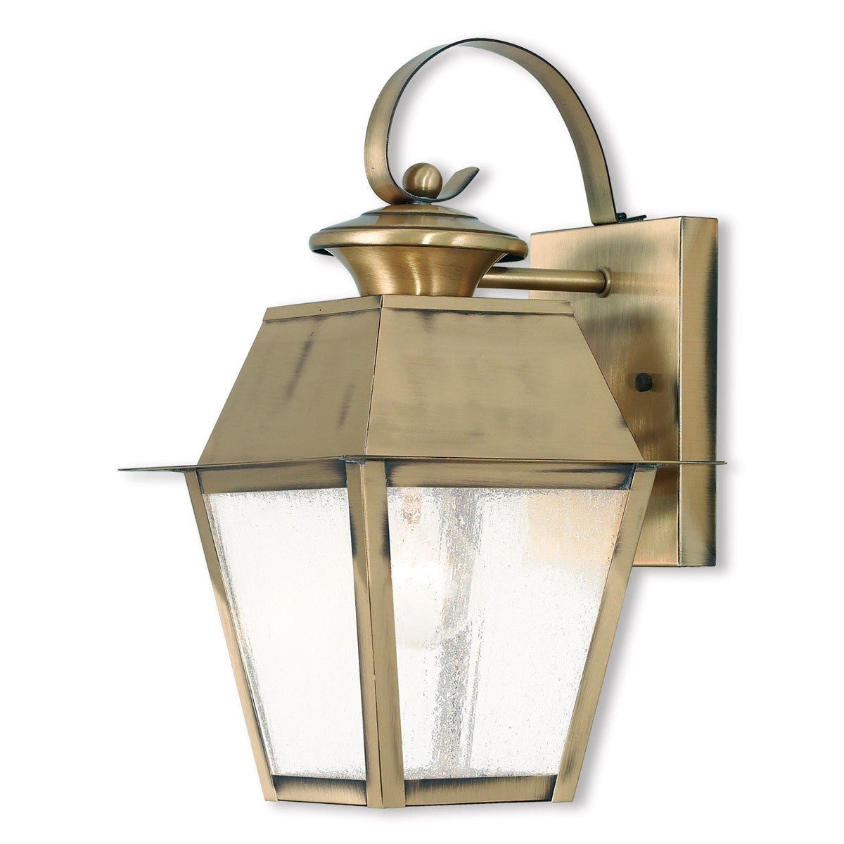 Livex Lighting Mansfield Collection 1 Light AB Outdoor Wall Lantern in Antique Brass 2162-01