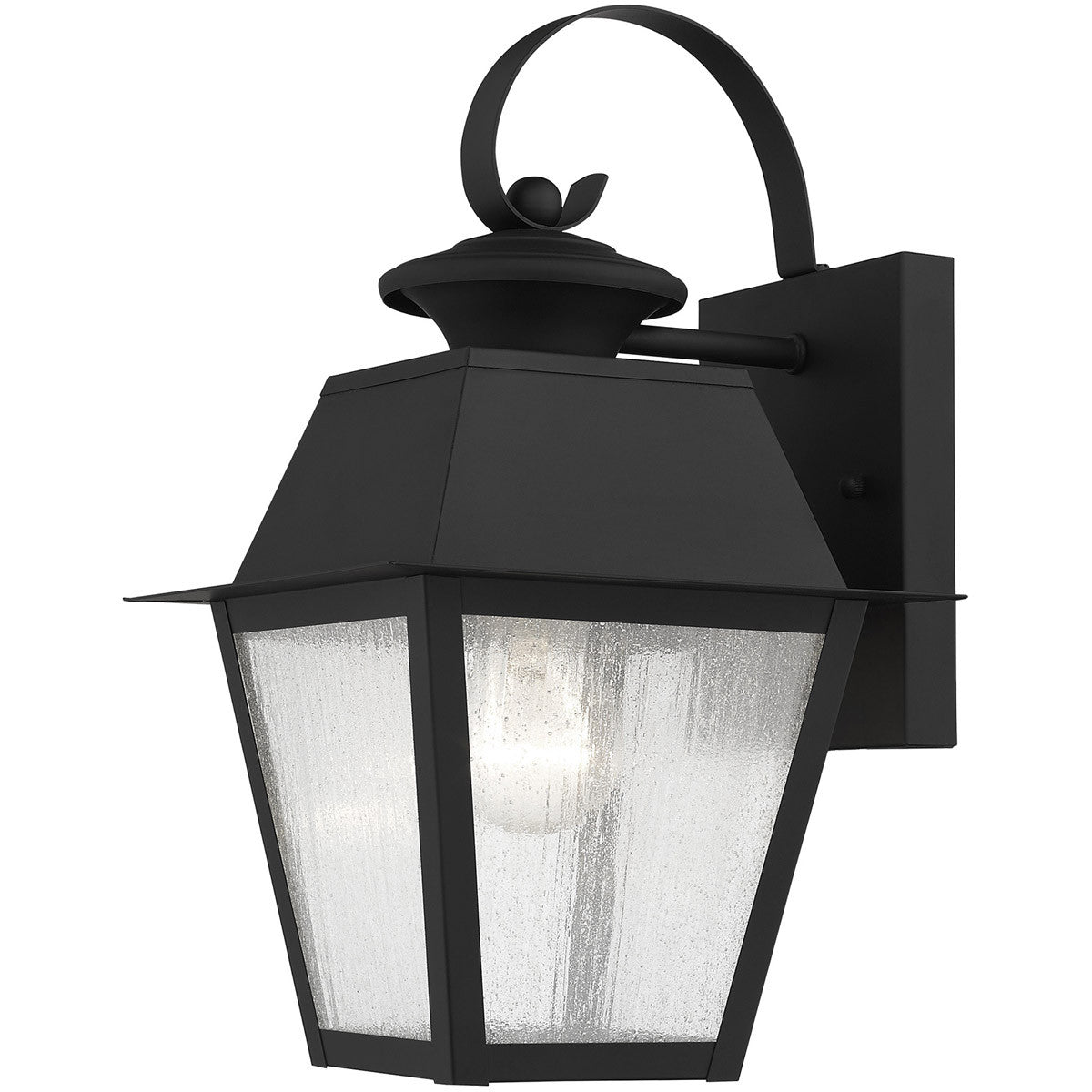 Livex Lighting Mansfield Collection 1 Light Black Outdoor Wall Lantern in Black 2162-04