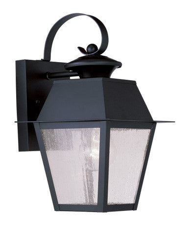 Livex Lighting Mansfield Collection 1 Light Black Outdoor Wall Lantern in Black 2162-04