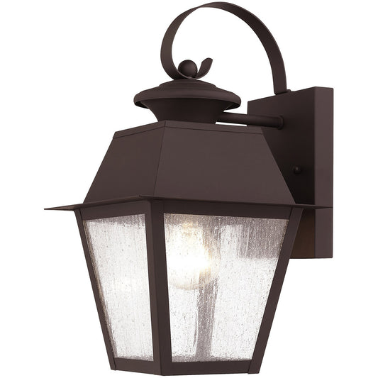 Livex Lighting Mansfield Collection 1 Light Bronze Outdoor Wall Lantern in Bronze 2162-07