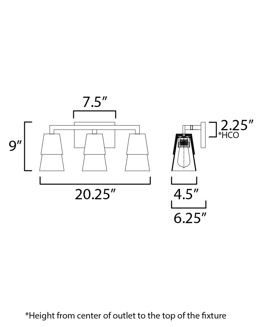 Maxim Carpenter 3-Light Bath Vanity in Walnut / Black 21623CLWNBK