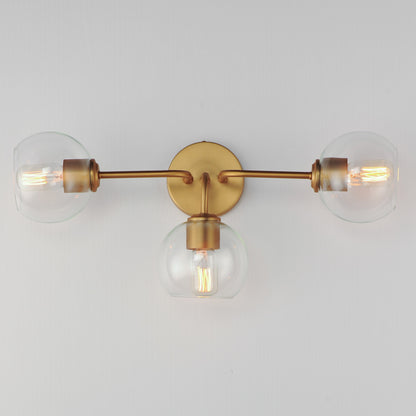 Maxim Knox 3-Light Bath Vanity Light in Natural Aged Brass 21633CLNAB