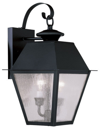 Livex Lighting Mansfield Collection 2 Light Black Outdoor Wall Lantern in Black 2165-04