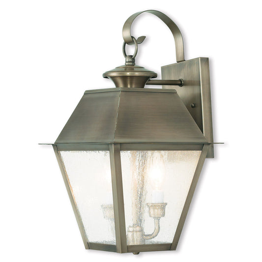 Livex Lighting Mansfield Collection 3 Light VPW Outdoor Wall Lantern in Vintage Pewter 2165-29