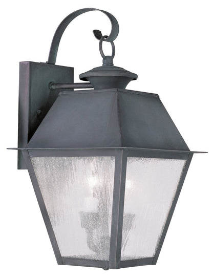 Livex Lighting Mansfield Collection 2 Light Charcoal Outdoor Wall Lantern in Charcoal 2165-61