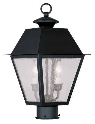 Livex Lighting Mansfield Collection 2 Light Black Outdoor Post Lantern in Black 2166-04