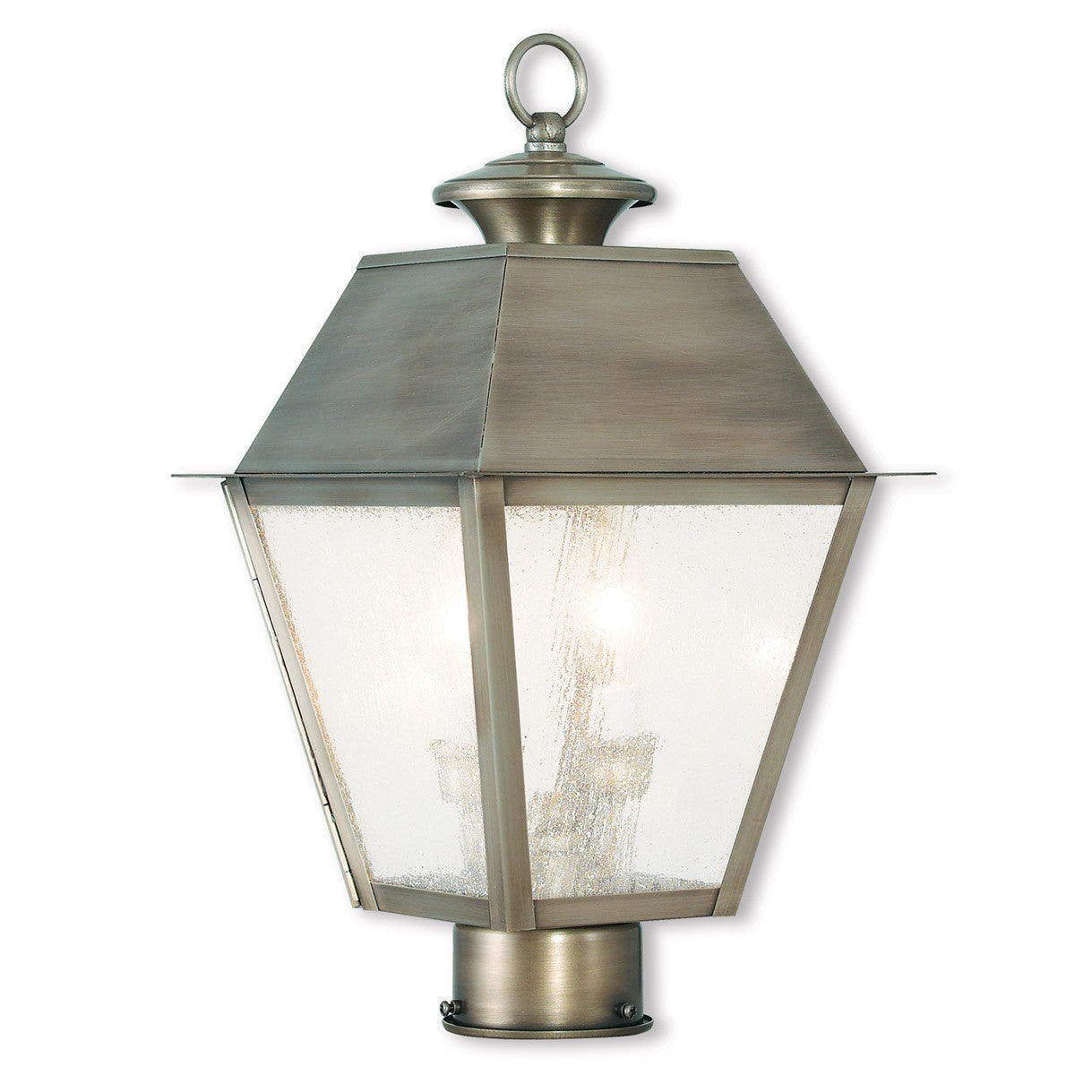 Livex Lighting Mansfield Collection 2 Light Vintage Pewter Post-Top Lantern in Vintage Pewter 2166-29