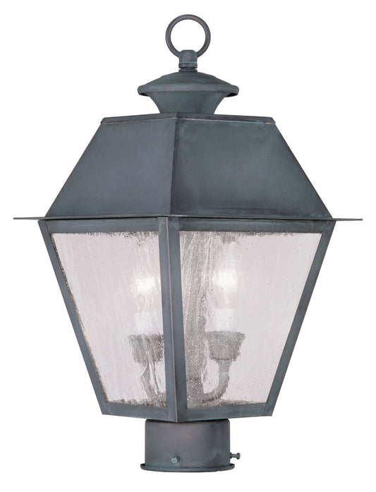 Livex Lighting Mansfield Collection 2 Light Charcoal Outdoor Post Lantern in Charcoal 2166-61