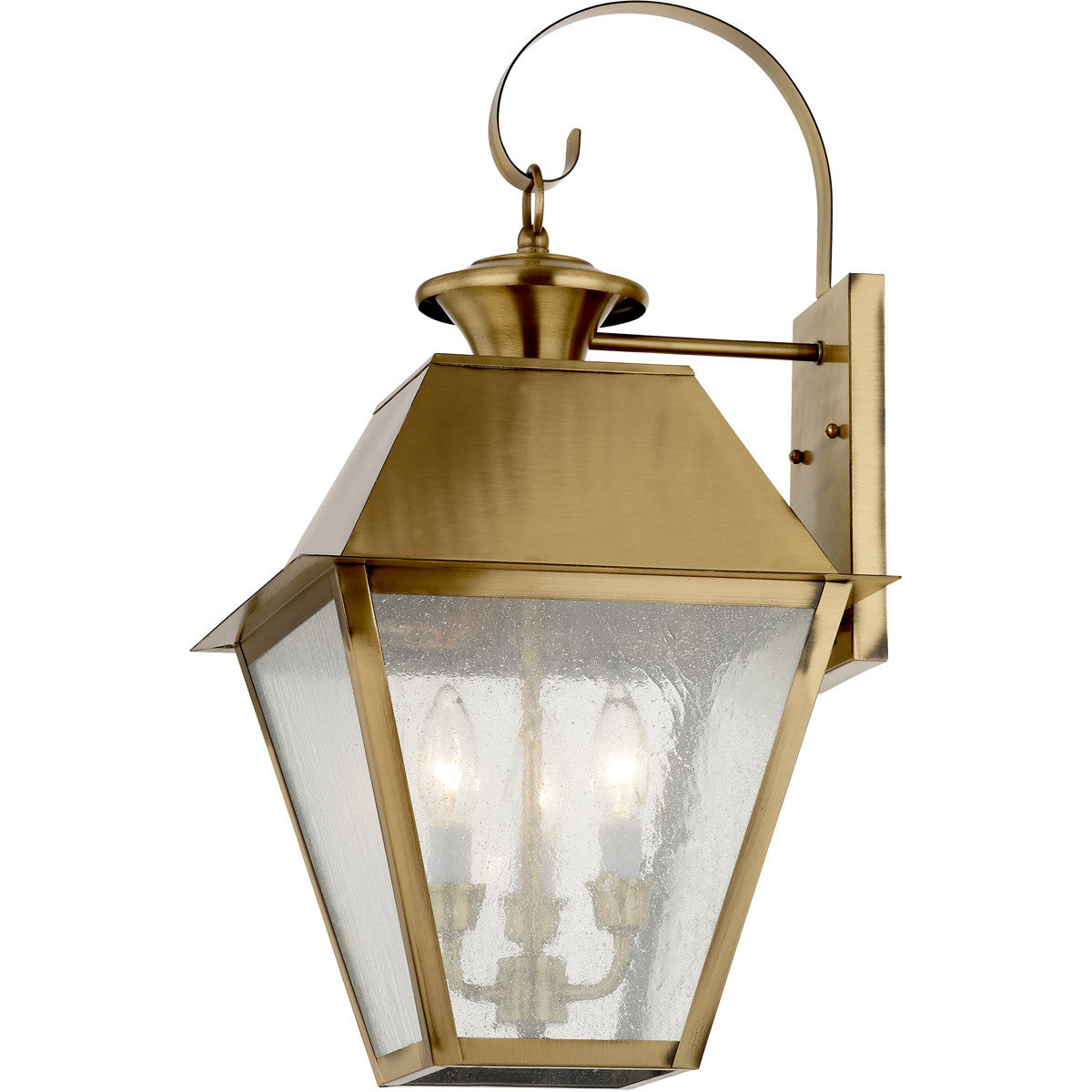 Livex Lighting Mansfield Collection 3 Light AB Outdoor Wall Lantern in Antique Brass 2168-01