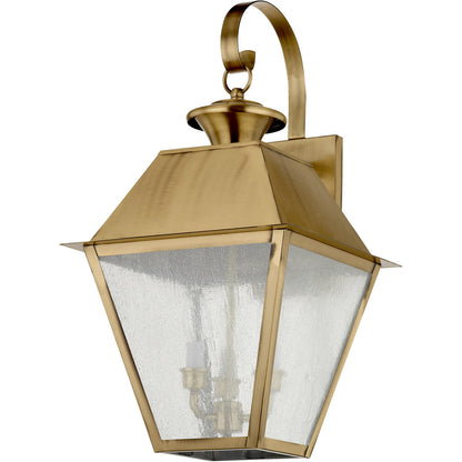 Livex Lighting Mansfield Collection 3 Light AB Outdoor Wall Lantern in Antique Brass 2168-01