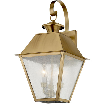 Livex Lighting Mansfield Collection 3 Light AB Outdoor Wall Lantern in Antique Brass 2168-01